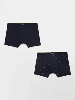 Lot de 2 Boxers pour Homme Coton Elasthanne Marine et Jaune NAUTIQUE