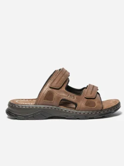 Mules Homme A Scratch Dessus Cuir Marron
