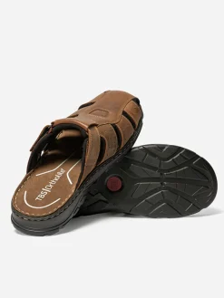 Mules Homme Confort Ortholite Cuir Marron