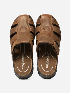 Mules Homme Confort Ortholite Cuir Marron