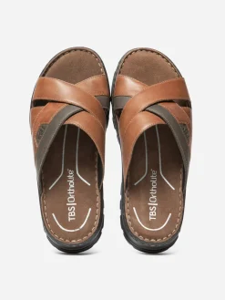 Mules Homme Semelle Ortholite Cuir Marron