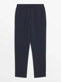 Pantalon Femme Fluide Ceinture Elastique Marine NOLWEPAN
