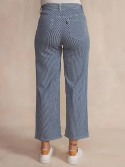 Pantalon Femme 7/8ème Rayures Bleu et Blanc RAYYAHUI