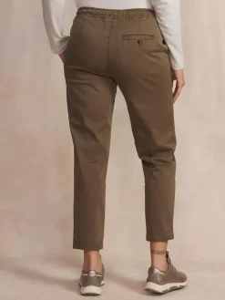 Pantalon Femme Stretch Ceinture Elastiquée Marron NATTYJOG