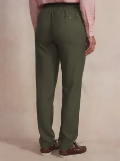 Pantalon viscose et lin femme kaki AMMELJOG