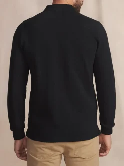 Polo Homme Coton Epais Manches Longues Noir KABYEPOL