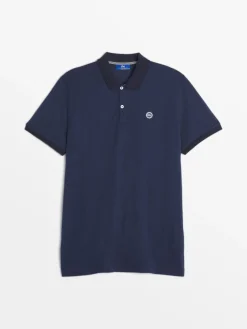 Polo Homme Coupe Ajustée Jersey Marine MILEKPOL