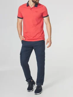 Polo Homme Coupe Ajustée Jersey Rayures Rouge et Marine MILAKPOL