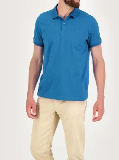 Polo Homme Coupe Ajustée Jersey Bleu MILEKPOL
