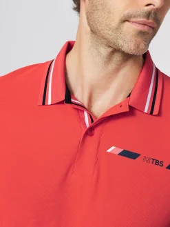 Polo Homme Coupe Ajustée Maille Fantaisie Rouge SELIMPOL