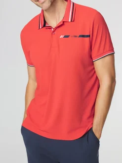 Polo Homme Coupe Ajustée Maille Fantaisie Rouge SELIMPOL