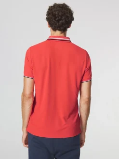 Polo Homme Coupe Ajustée Maille Fantaisie Rouge SELIMPOL