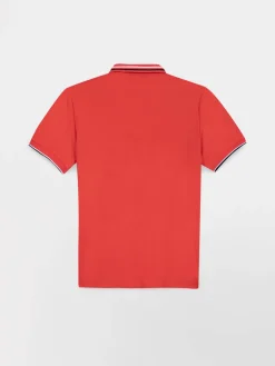 Polo Homme Coupe Ajustée Maille Fantaisie Rouge SELIMPOL