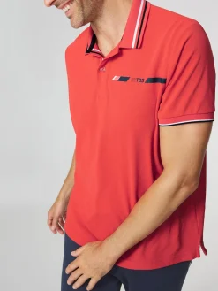 Polo Homme Coupe Ajustée Maille Fantaisie Rouge SELIMPOL