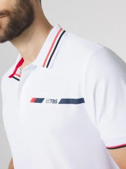 Polo Homme Coupe Ajustée Maille Fantaisie Blanc SELIMPOL