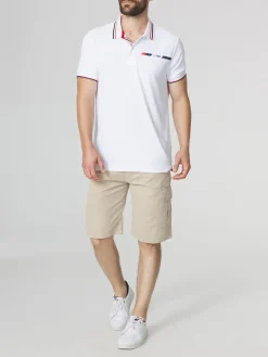 Polo Homme Coupe Ajustée Maille Fantaisie Blanc SELIMPOL