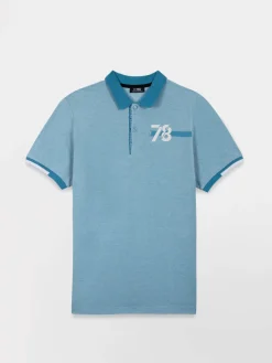 Polo Homme Coupe Ajustée Piqué Bleu JERODPOL