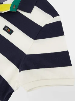 Polo Homme Coupe Ajustée Rayures Blanc et Marine SERGOPOL