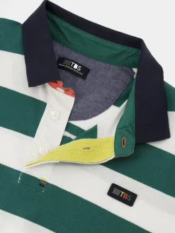 Polo Homme Coupe Ajustée Rayures Blanc et Vert SERGOPOL