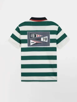 Polo Homme Coupe Ajustée Rayures Blanc et Vert SERGOPOL