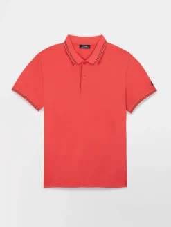 Polo Homme Coupe Ajustée Séchage Rapide Stretch Rouge ATTONPOL