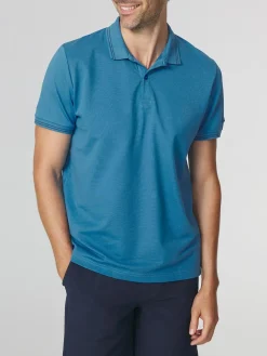 Polo Homme Coupe Ajustée Séchage Rapide Stretch Bleu ATTONPOL