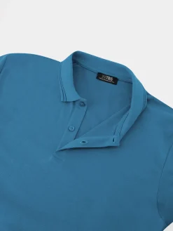 Polo Homme Coupe Ajustée Séchage Rapide Stretch Bleu ATTONPOL