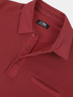 Polo Homme Epais Manches Longues Coton Rouge CAVEZPOL
