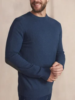 Pull Homme Col Rond Laine Coton Marine