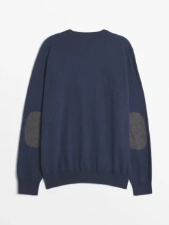 Pull Homme Col Rond Laine Coton Marine