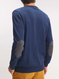 Pull Homme Col Rond Laine Coton Marine