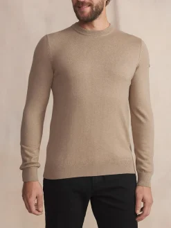 Pull Homme Col Rond Laine Coton Beige MALIKRON