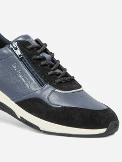 Running Femme Doublée Textile Cuir Ardoise et Marine JAZAZIP