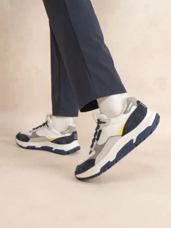 Running homme blanc navy jaune JONASSE