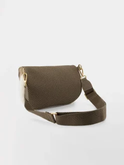 Sac Banane Femme Cuir Dark Taupe et Off White JAZABAN
