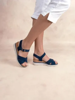 Sandales compensées femme marine HOULEMA