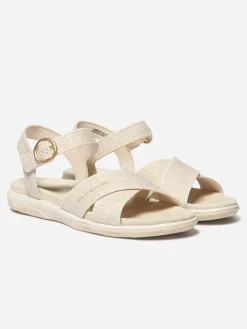 Sandales plates femme chine lin et gold CELINEA