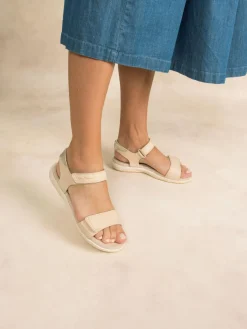 Sandales plates femme lin et champagne JAZSUNY