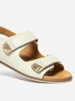Sandales plates femme off-white et python MARIELA