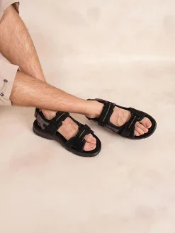 Sandales plates homme noir et gris JAIMMYE