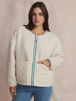 Sweat femme ecru WILDAZIP