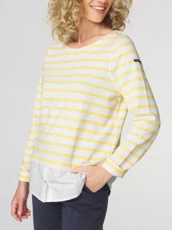 Sweat Femme Jersey Rayures Jaunes et Blanches ALIYARON