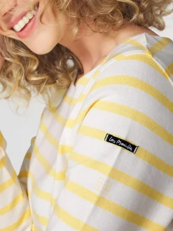 Sweat Femme Jersey Rayures Jaunes et Blanches ALIYARON