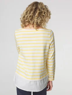 Sweat Femme Jersey Rayures Jaunes et Blanches ALIYARON