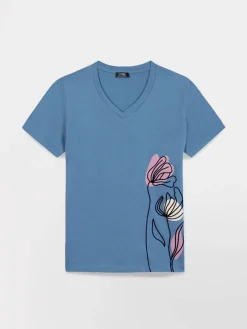 Tee Shirt Celeste Manches Courtes Bleu MELBATEE