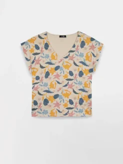 Tee-shirt en maille femme ecru MYTSYSAN