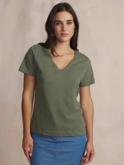 Tee-shirt en maille femme kaki ADAMAVER