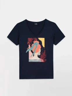 Tee-shirt en maille femme navy SABBATEE