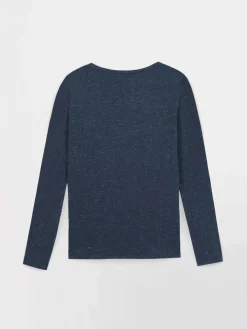 Tee Shirt Femme Manche Longues Coton Bleu ADINALON