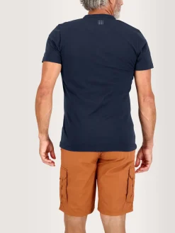 Tee Shirt Homme Col Tunisien Marine
